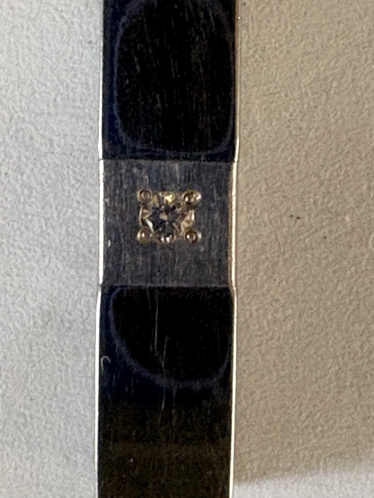 Titanium And Sterling 925 Rectangle Bar Pendant With Small Diamond Accent UNISEX