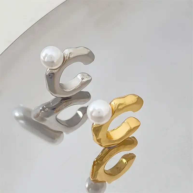 Pair of Pearl Ear Bone Clip Simple No Pierced C-shaped Ear Cuff