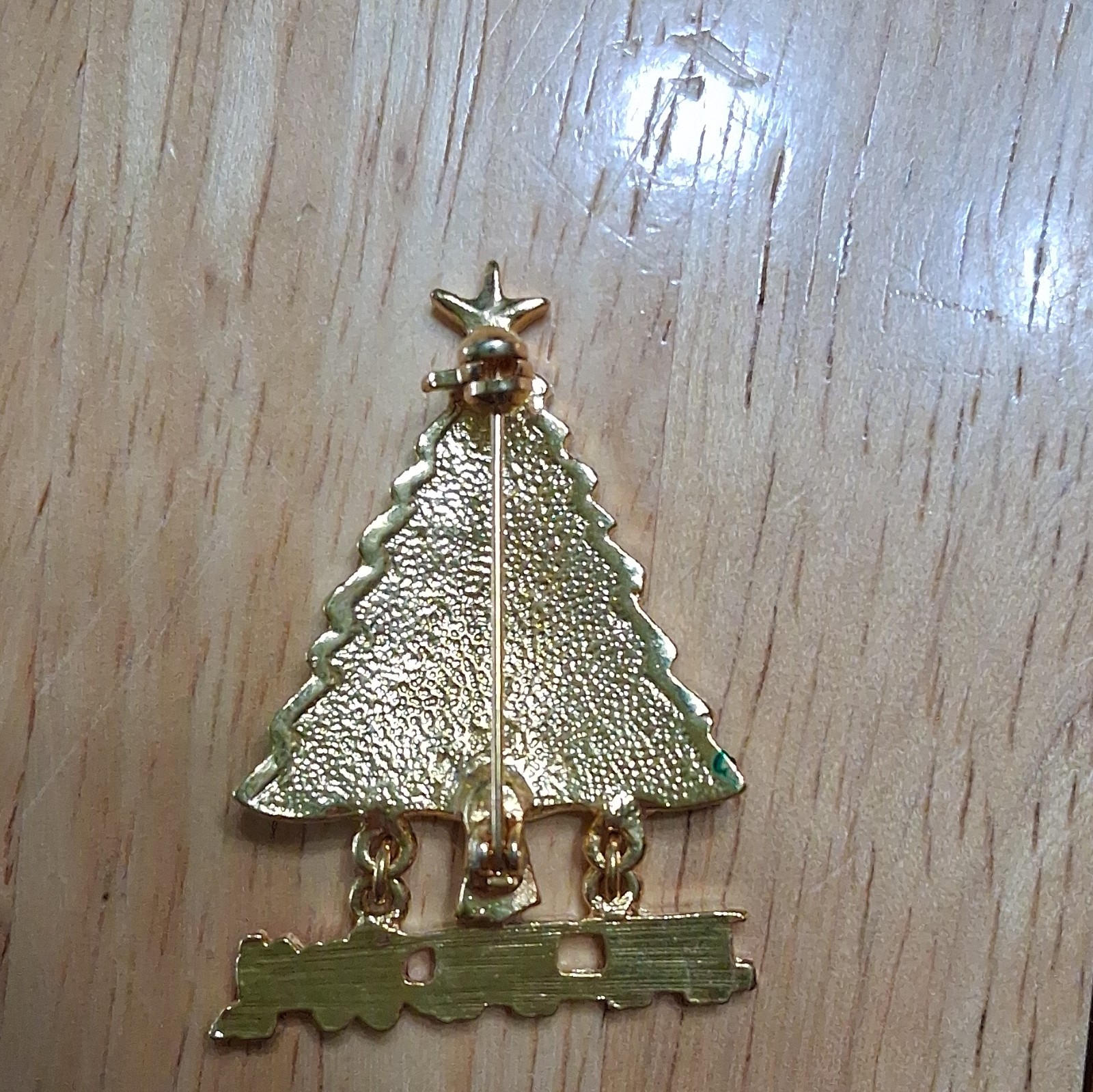 Lot of 5 Christmas Enamel Rhinestone Dangling Brooch Pins Tree Wreath Bells