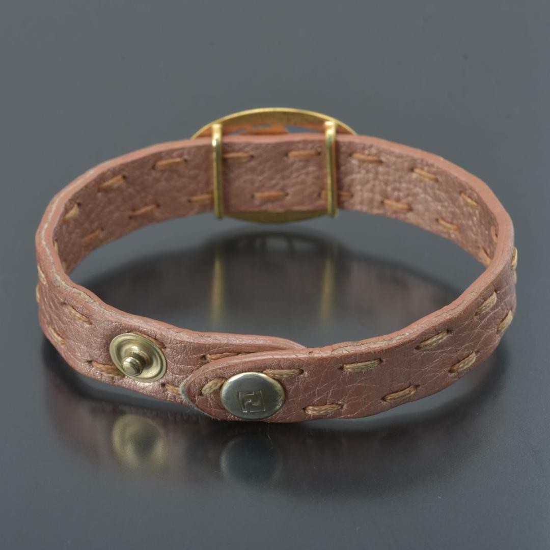 Excellent Fendi Celeria Leather Bracelet Pink Horse Charm with Can Case
