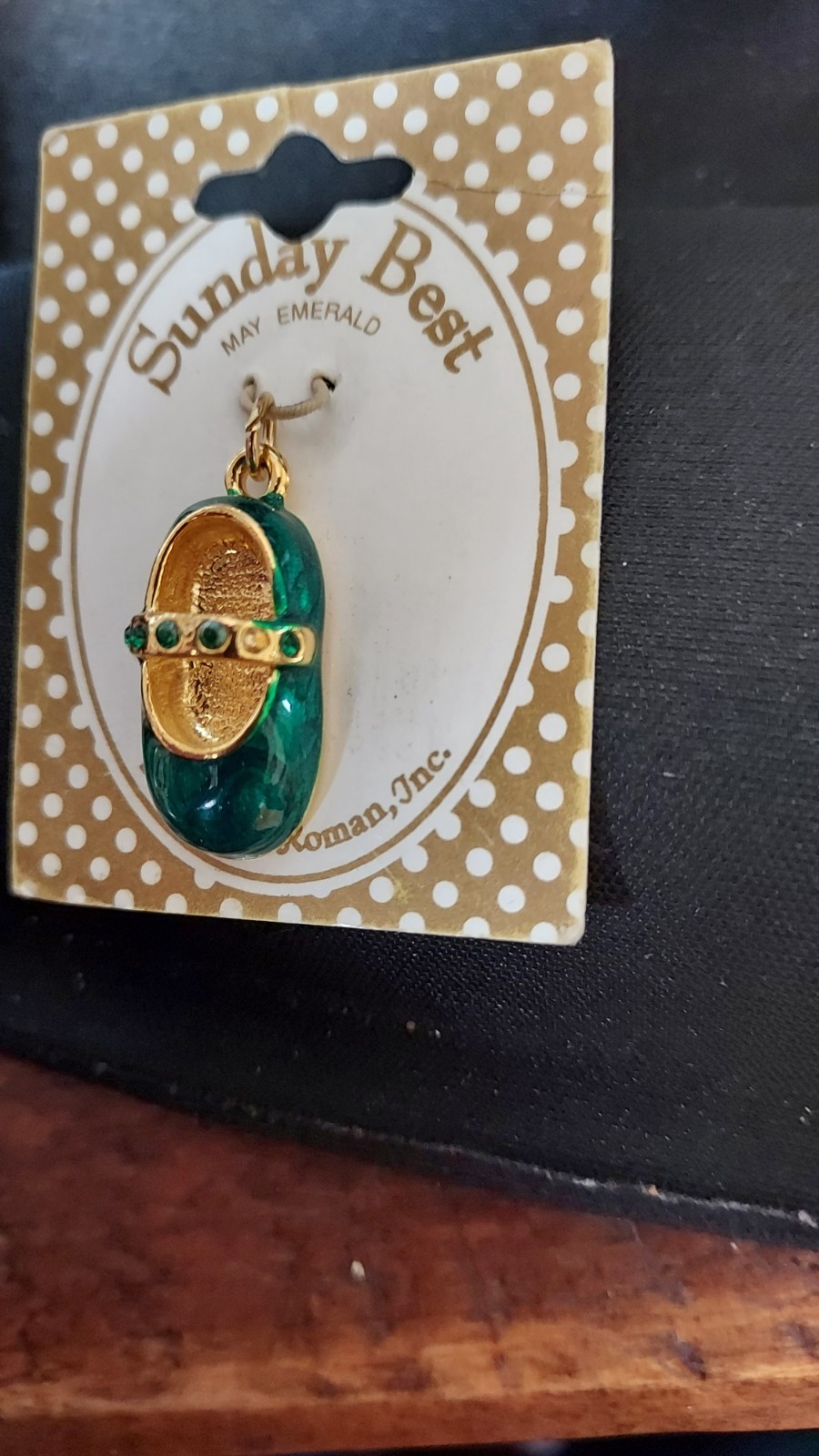 Roman Inc 1″ Charm Itty Bitty Baby Green Mary Jane Shoe Rhinestone Jewelry NWT