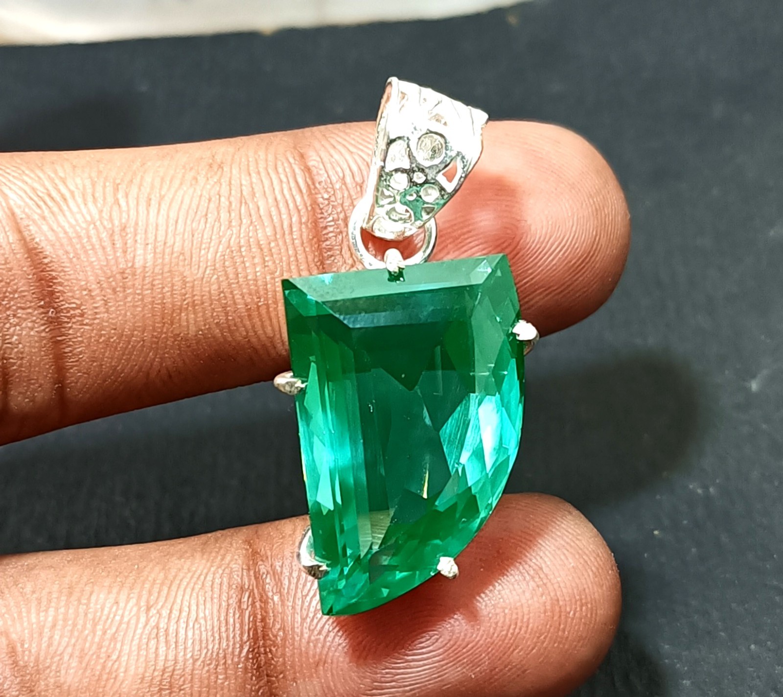 Certified 39.25 Natural Paraiba Tourmaline 925 Silver Pendant Loose Gemstone