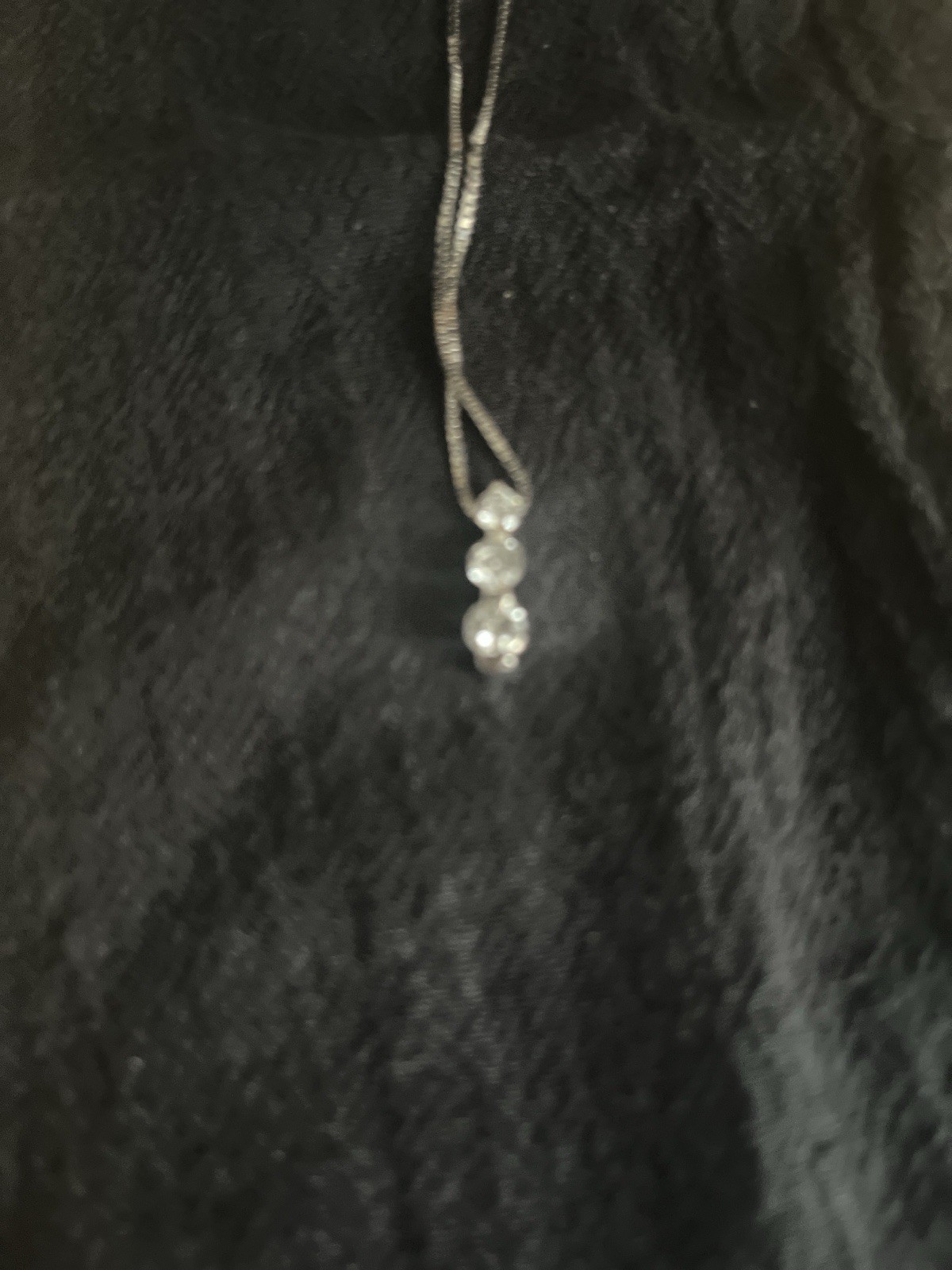 Silver Tone Box Chain Pendant Necklace 3 Round Clear Crystal Drops Lobster