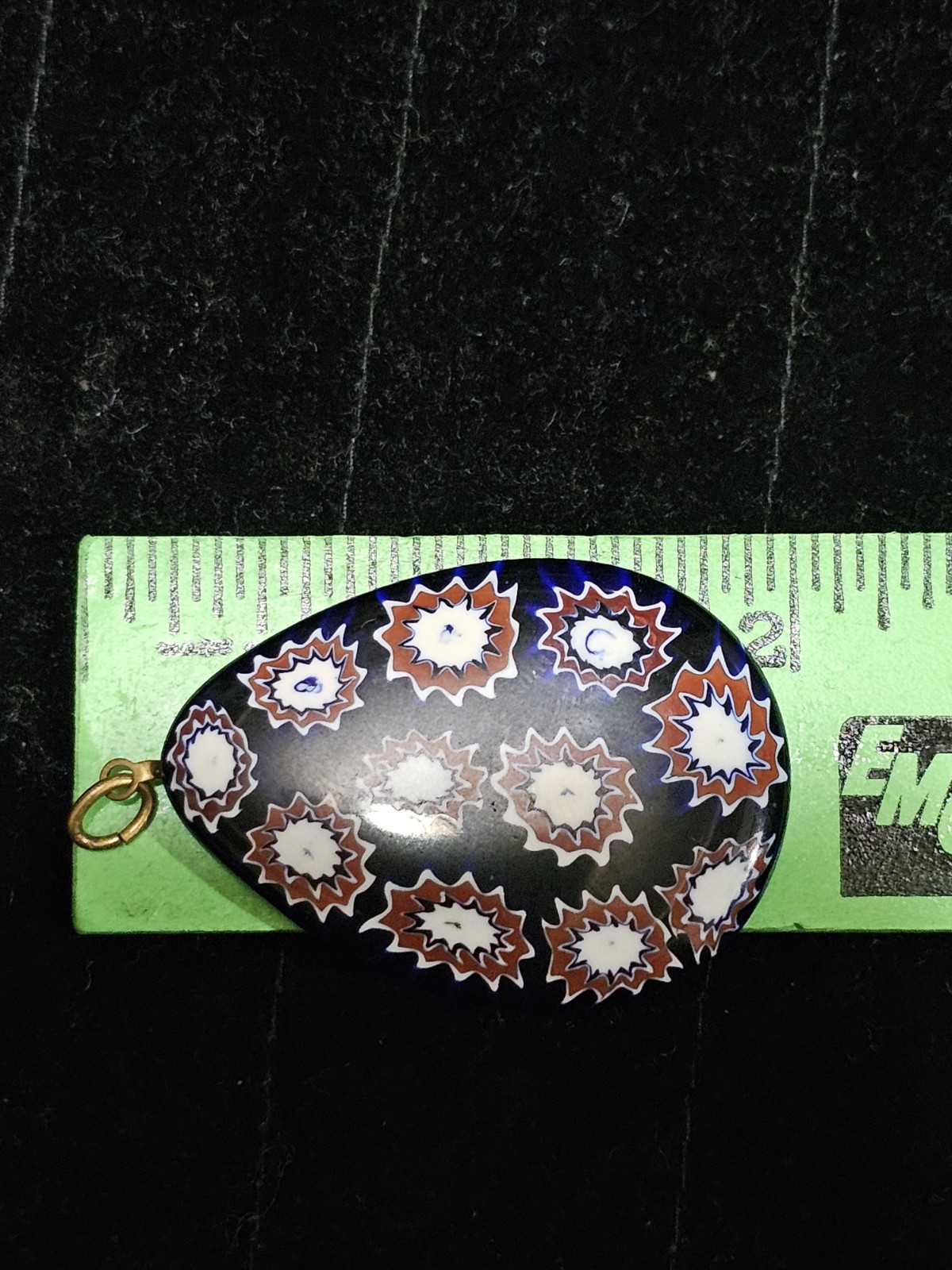 Multicolor Glass Oval Pendant Charm, Starburst Pattern, Pendant Necklace Jewelry