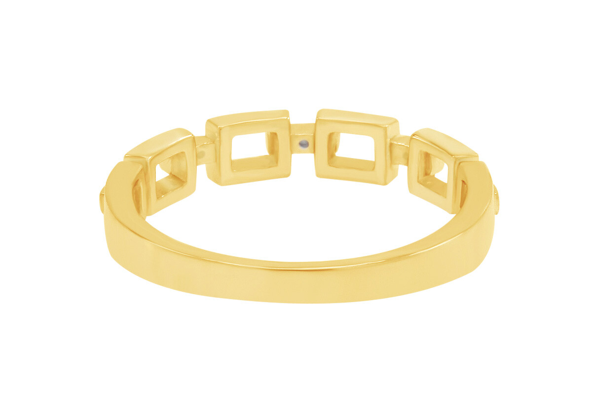 Round Simulated Diamond Open Link Ring in 14K Yellow Gold Plated Silver