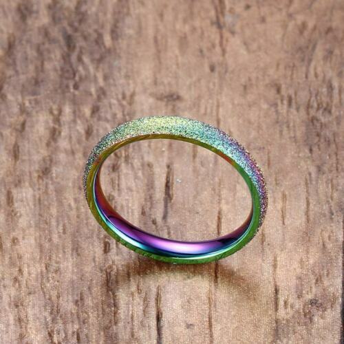 Rainbow Ring Thin Steel Band – Wedding Promise Engagement – SIZE OPTIONS