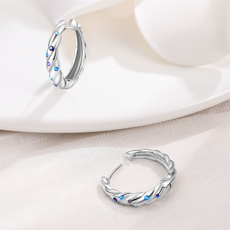 PANDACH 925 Sterling Silver French Hoop Earrings 15mm Women Jewelry Gifts Party