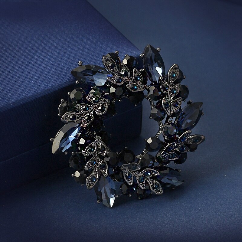 1PCS Flower Crystal Brooches For Women Rhinestone Fashion Elegant Brooch Pin