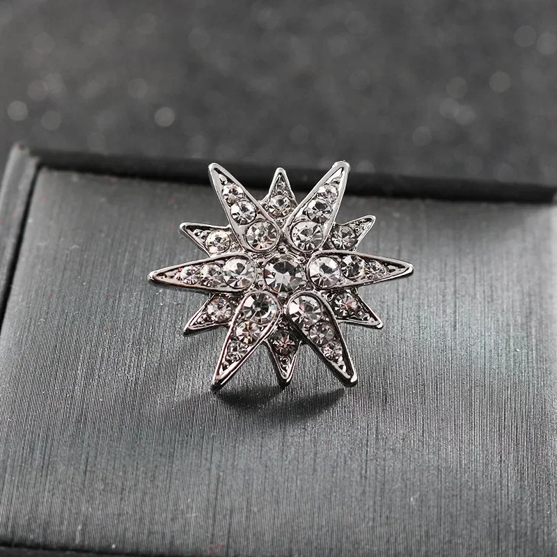 Luxury Cubic Zirconia Star Brooch for Men Lapel Pin Suit Shirt Gift Badge