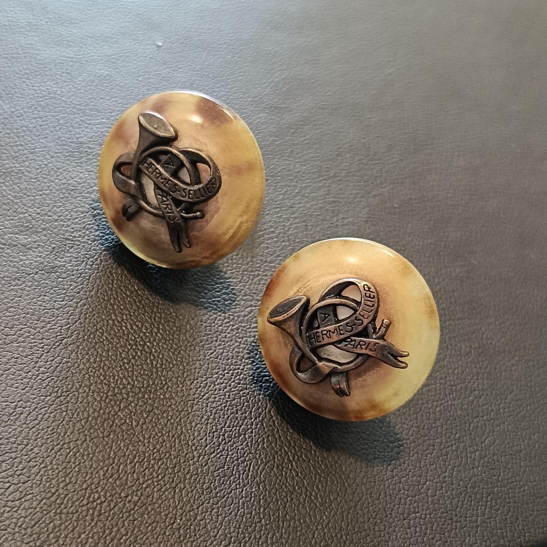 Hermes Earrings Bull Horn No Rear Stamp No Accessories