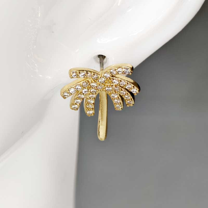 New 17mm Ettika Crystal Palm Tree Stud Earrings Cute Women/Girl Everyday Jewelry