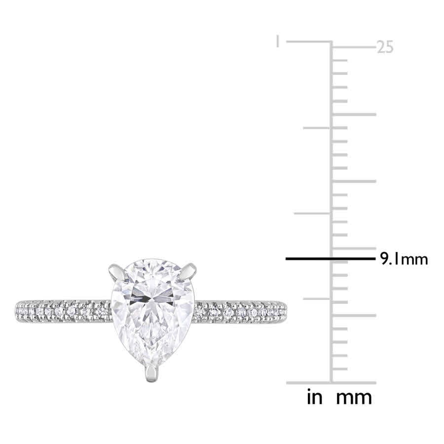 AMOUR 1 1/4 CT DEW Pear Shape Created Moissanite and 1/10 CT TW Diamond