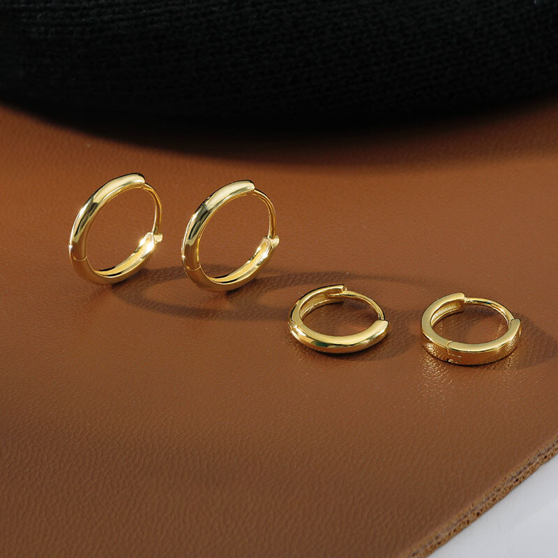 Surgical Steel Round Huggie Hoop Earrings Men Women Trendy Jewelry 8-20mm 2Pcs