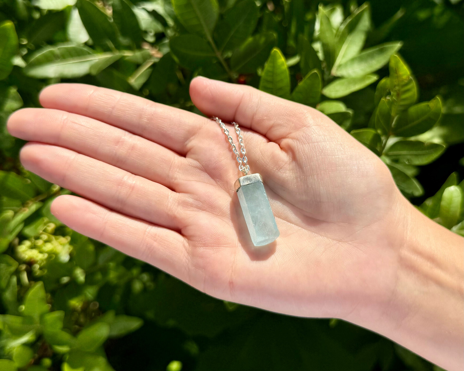 Aquamarine Pendant With Sterling Silver Cap (Natural Aquamarine Crystal Pendant)
