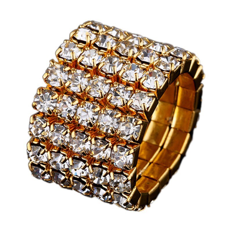 Fashion Women Punk Crystal Rhinestone Ring Elastic Ring DIY Wholesale Lovers