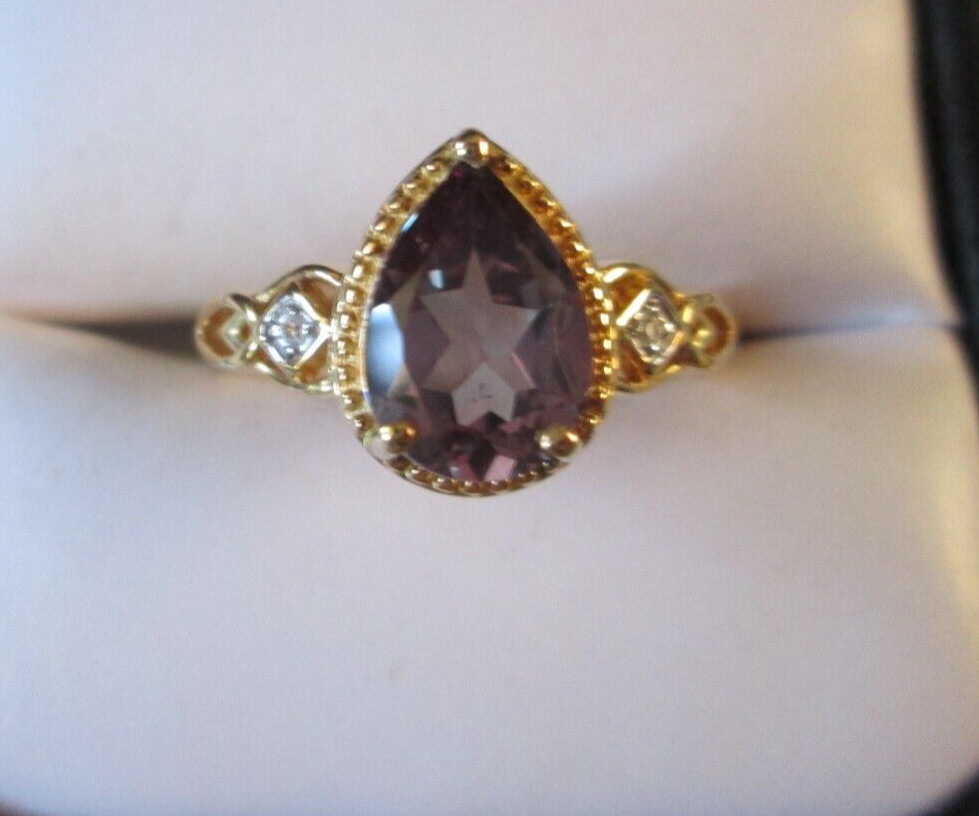 Lab Created Alexandrite and Zircon Vermeil YG over Sterling Silver (Size 6)