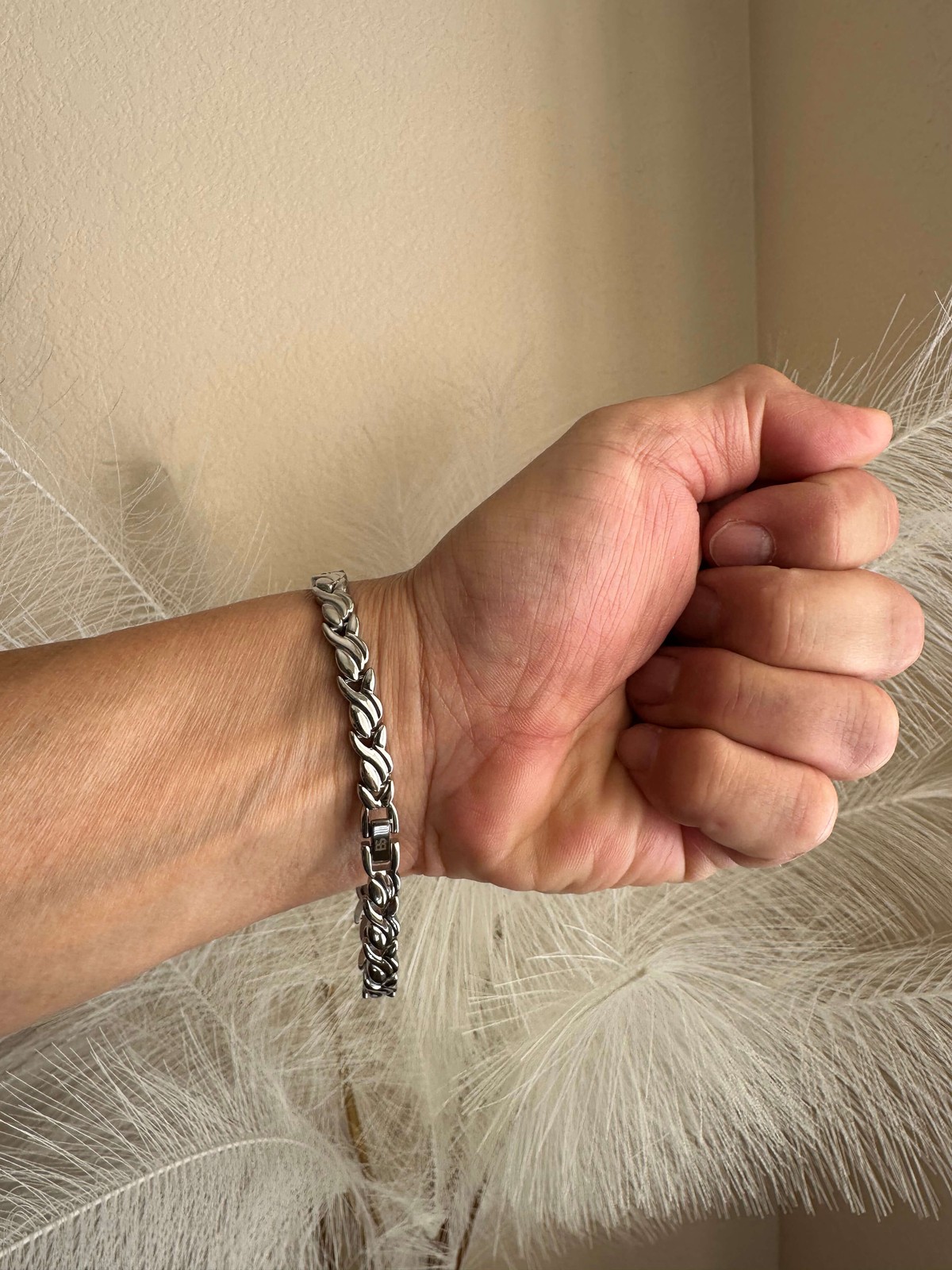 Silver Swirl Magnetic Bracelet 4 elements women Balance Energy Power Love Joy RX