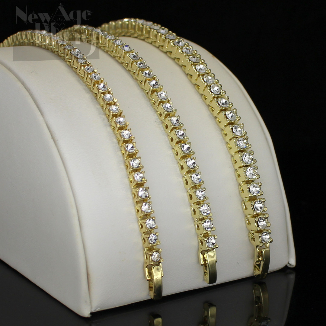 1 Row Tennis Necklace 14k Gold Plated Choker Cubic Zirconia Chain 3.8 – 5.5mm