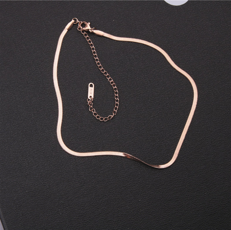 Women Stainless Steel Snake Chain Necklace Clavicle Blade Choker 13-16.5″ PE44