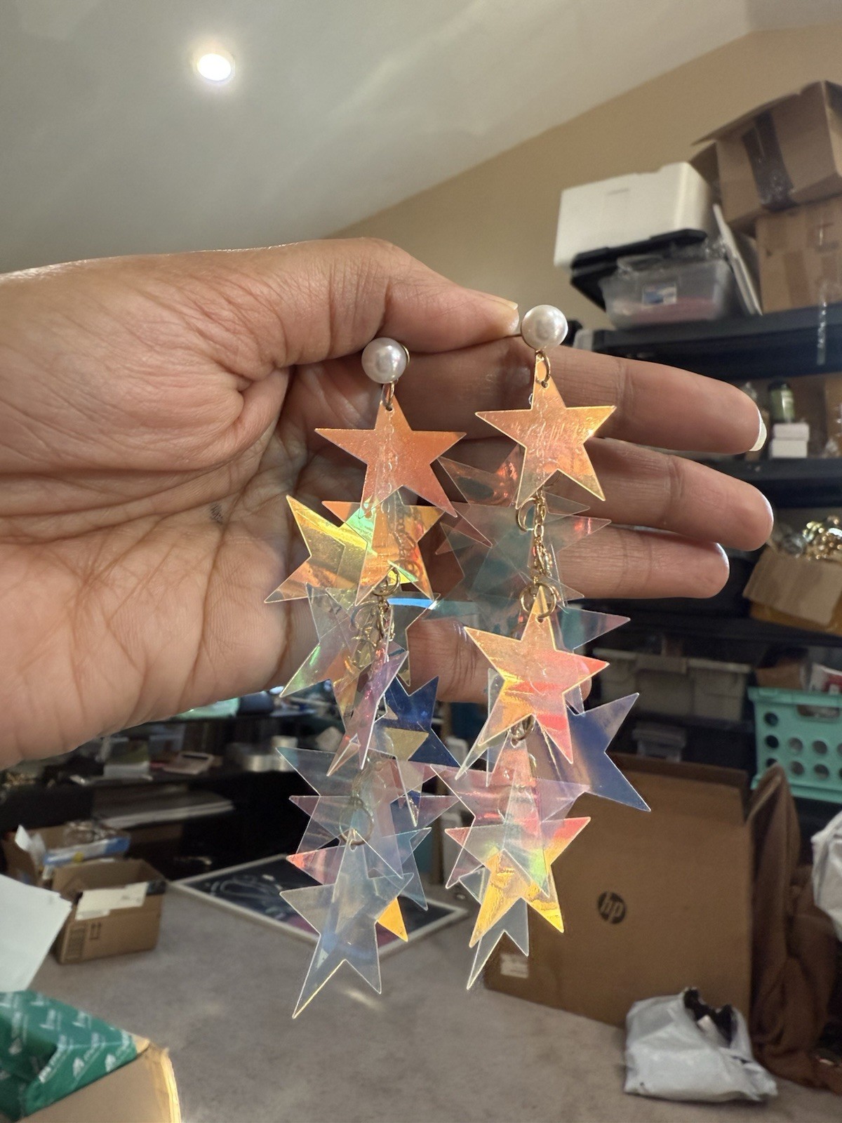Large Star Acrylic Earrings Vintage Style Plastic Chunky Statement Big