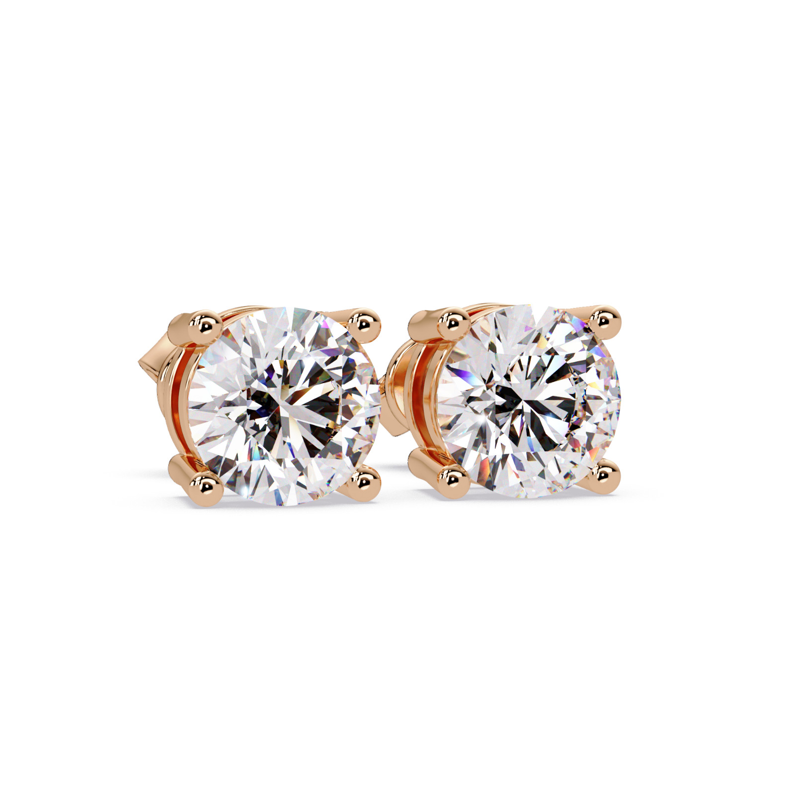 1.00 CTW Round Lab Grown Diamond Stud Earrings VVS 925 Sterling Silver Push Back