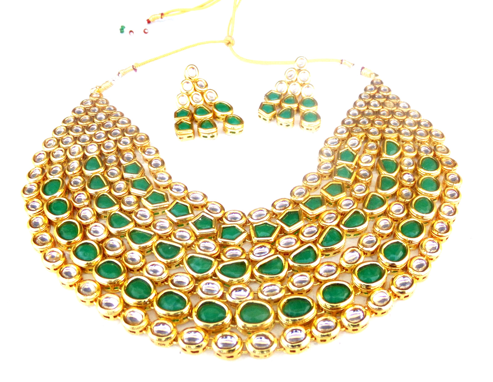 Indian Bollywood Gold Plated Kundan Choker Bridal Necklace Earrings Jewelry Set