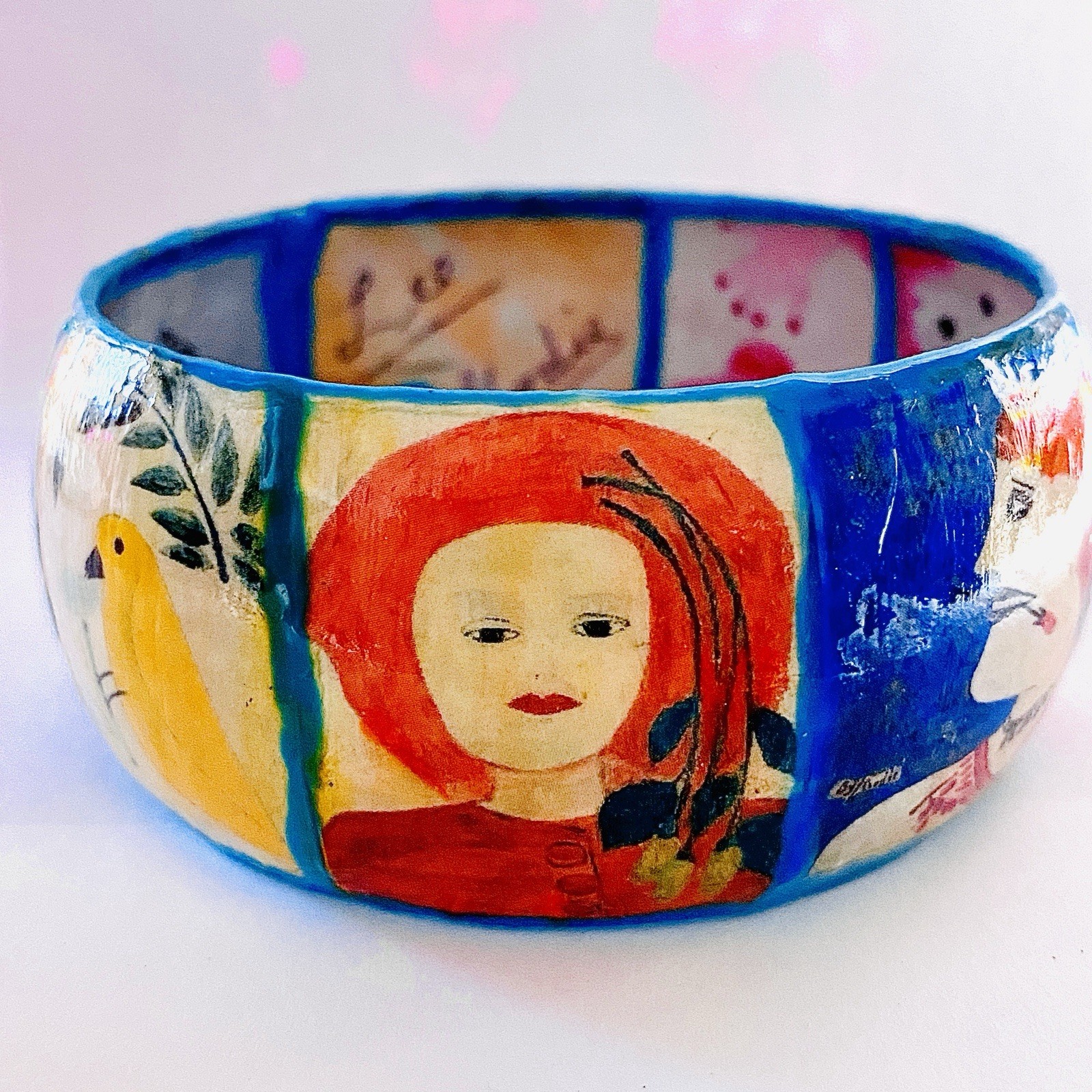 Handmade Artist L.eeGodie By Julie Decoupage Bangle Bracelet