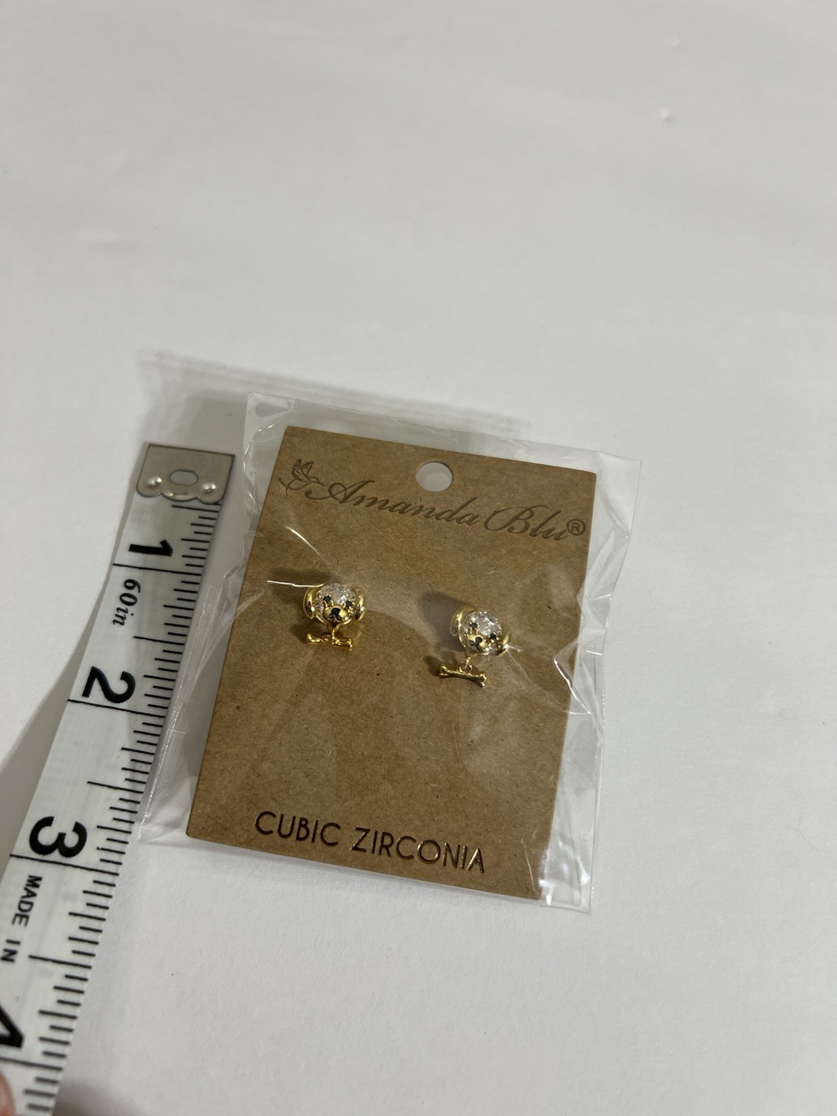 Amanda Blu Gold Tone Dog And Bone Earrings Discontinued New
