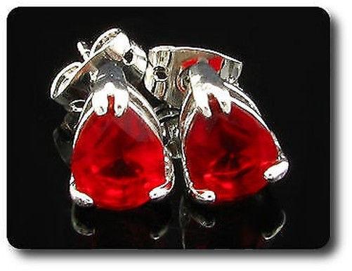 Earrings Ruby 0 3/32×0 5/16in Gold Plated White 18 K