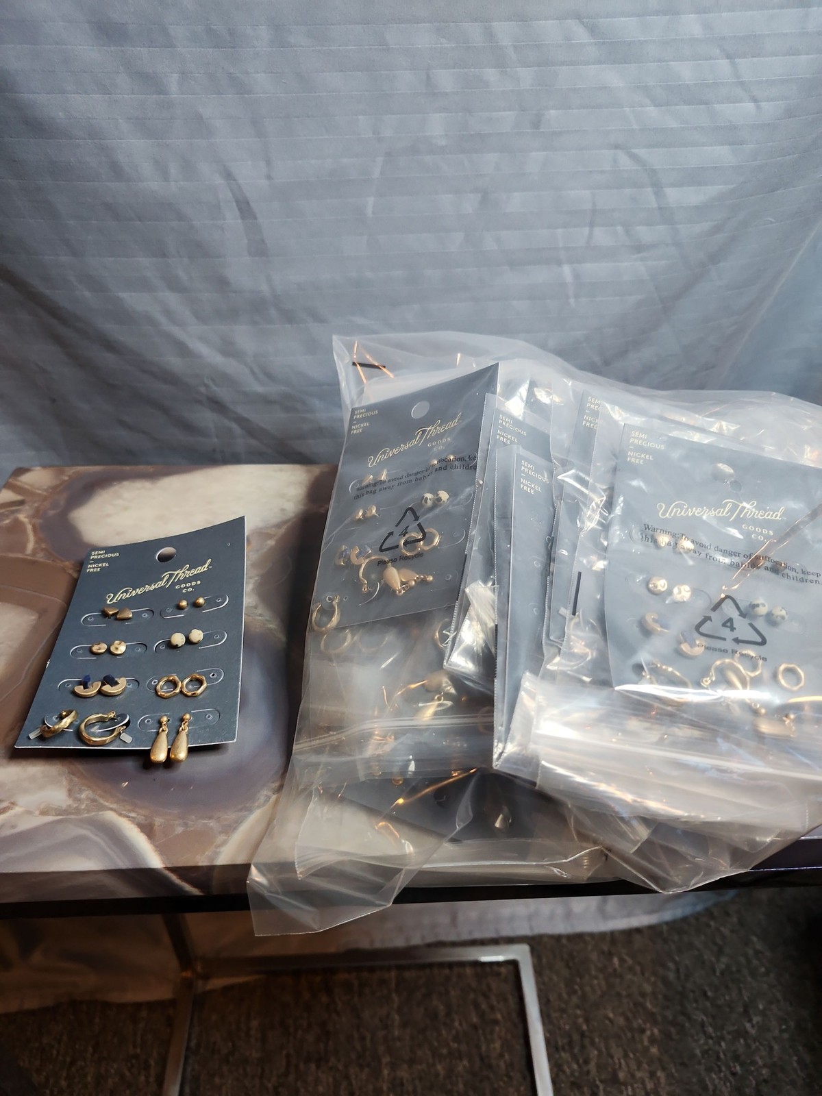 Universal Thread 8 Pair Earring Set 40 Sets Gold Tone Nickel Free Resellers Lot