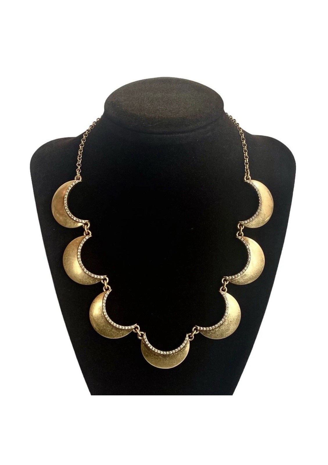 J.Crew Gold-Tone Scallop and Stone Statement Necklace