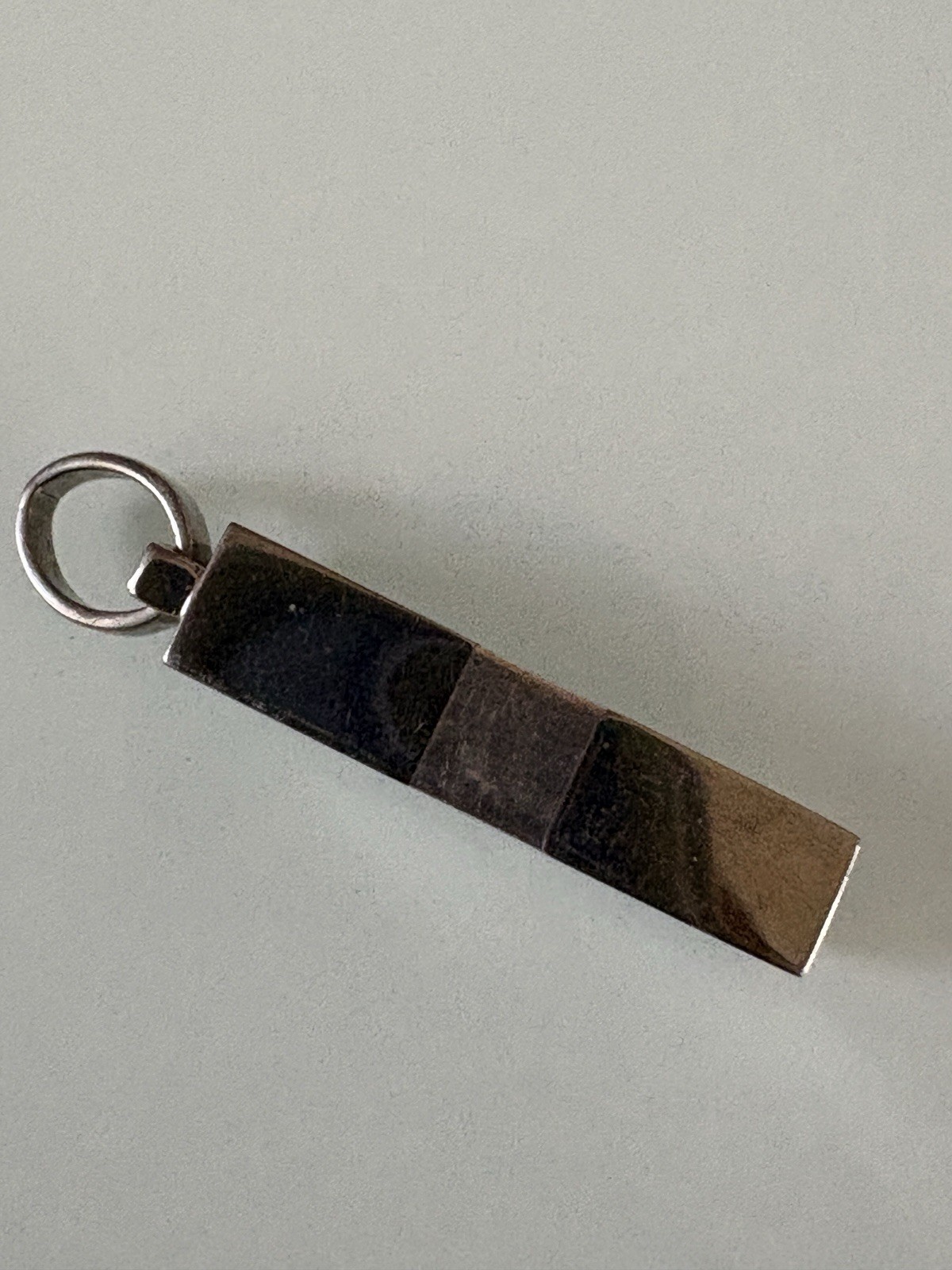 Titanium And Sterling 925 Rectangle Bar Pendant With Small Diamond Accent UNISEX