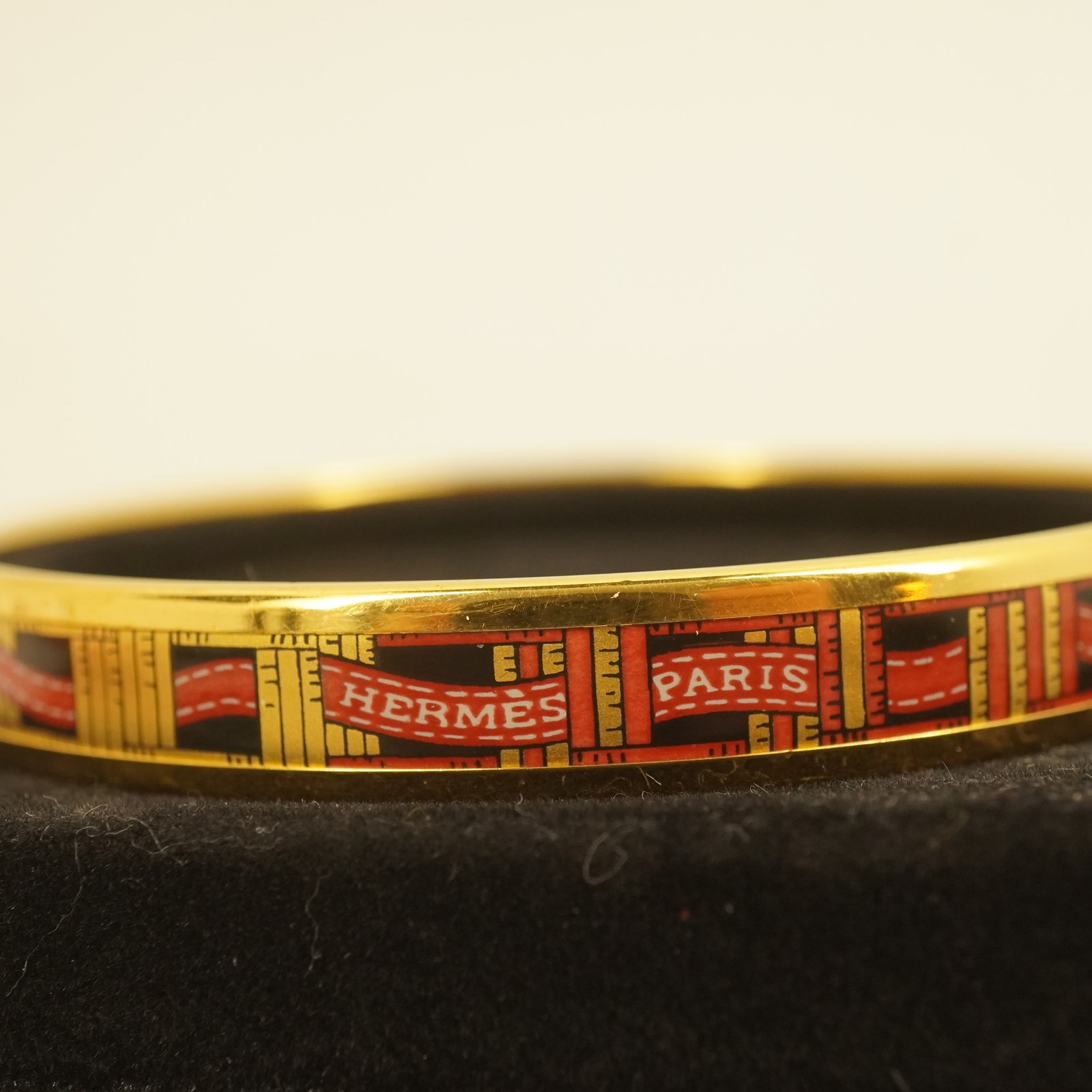 Hermes “Emaille” Gold Plated Enamel Bangle Bracelet in OG Box Size 70mm