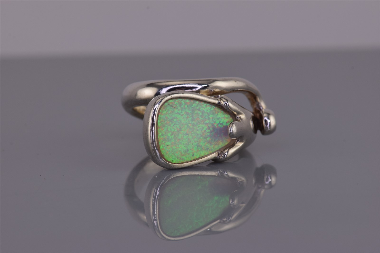 Sterling Silver Opal Accent Flower Cubic Zirconia Wrap Band Ring 10g 925 Sz: 6
