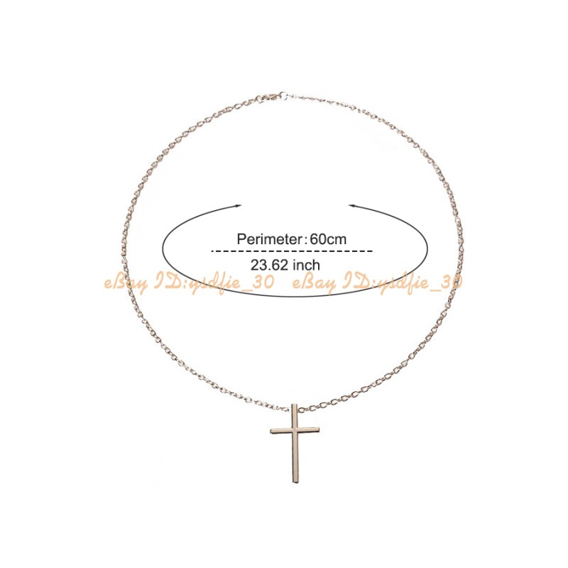Women’s Fashion Metal Alloy Chain Silver Tone Cross Pendant Necklace