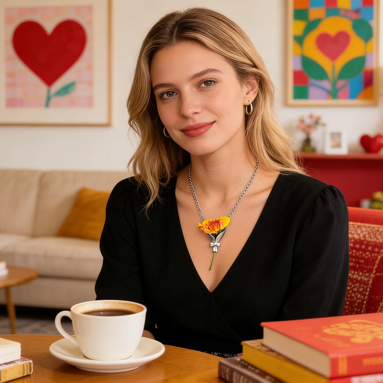 Wearable Vase Necklace For Women Artful Flower Bouquet Pendant Chain