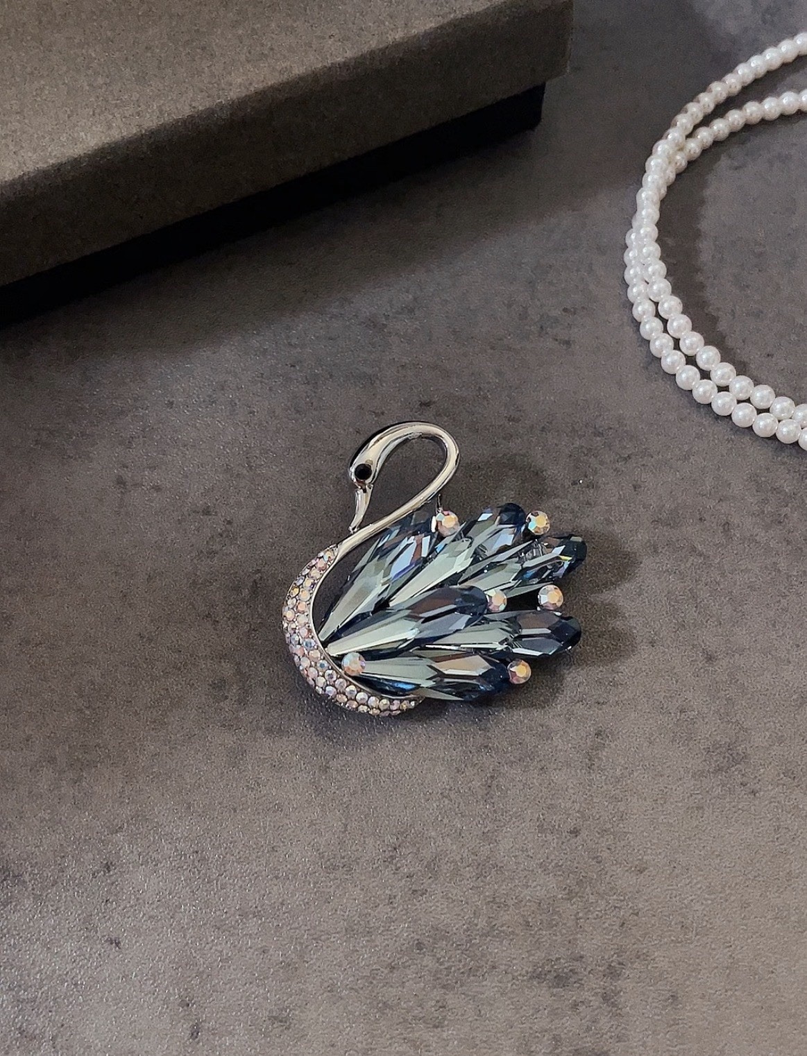 Crystal Swan Brooch