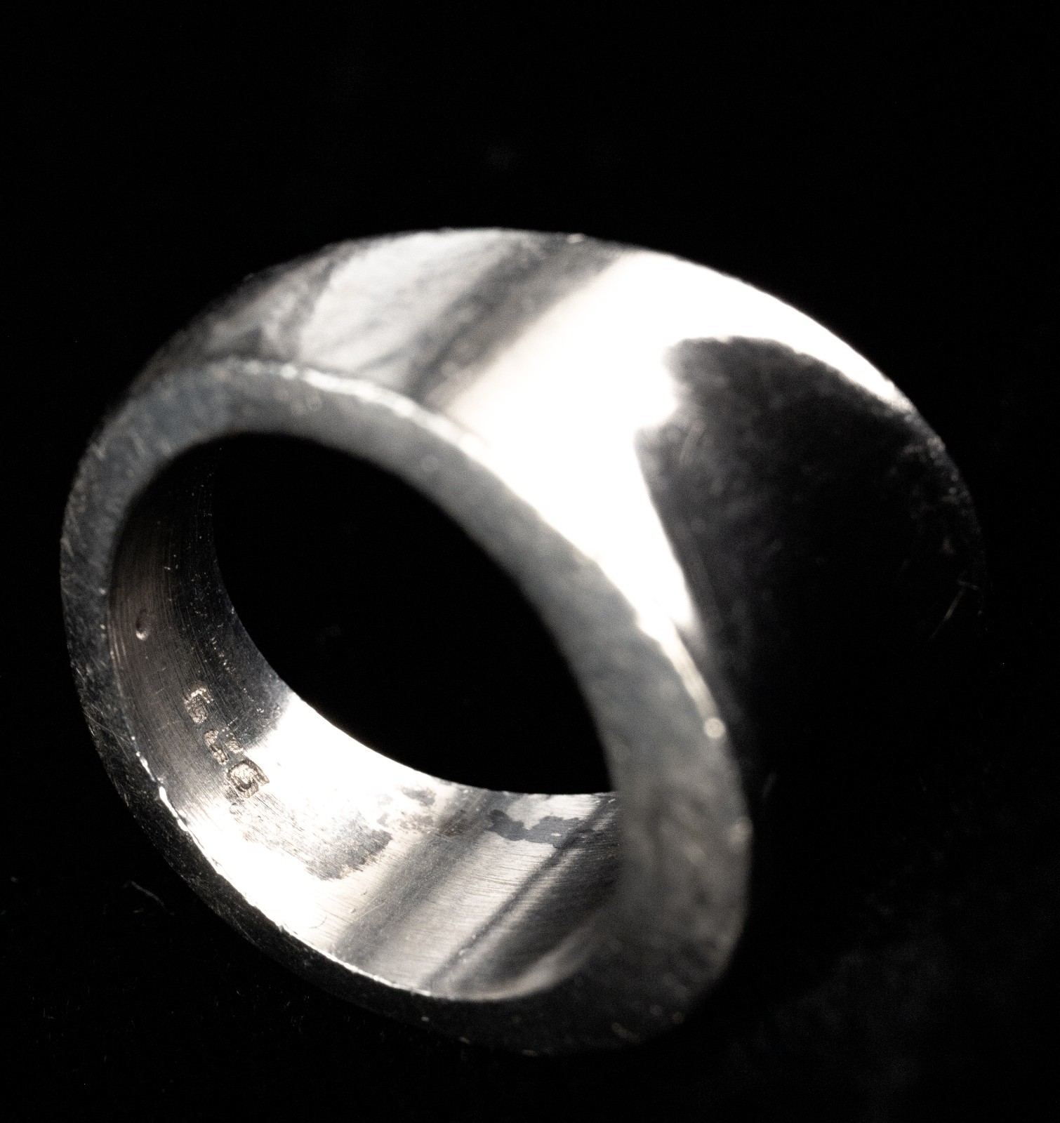 Chunky Concave 12g Sterling Silver Ring US Sz 5 23mm Mexico? USED Visible Wear