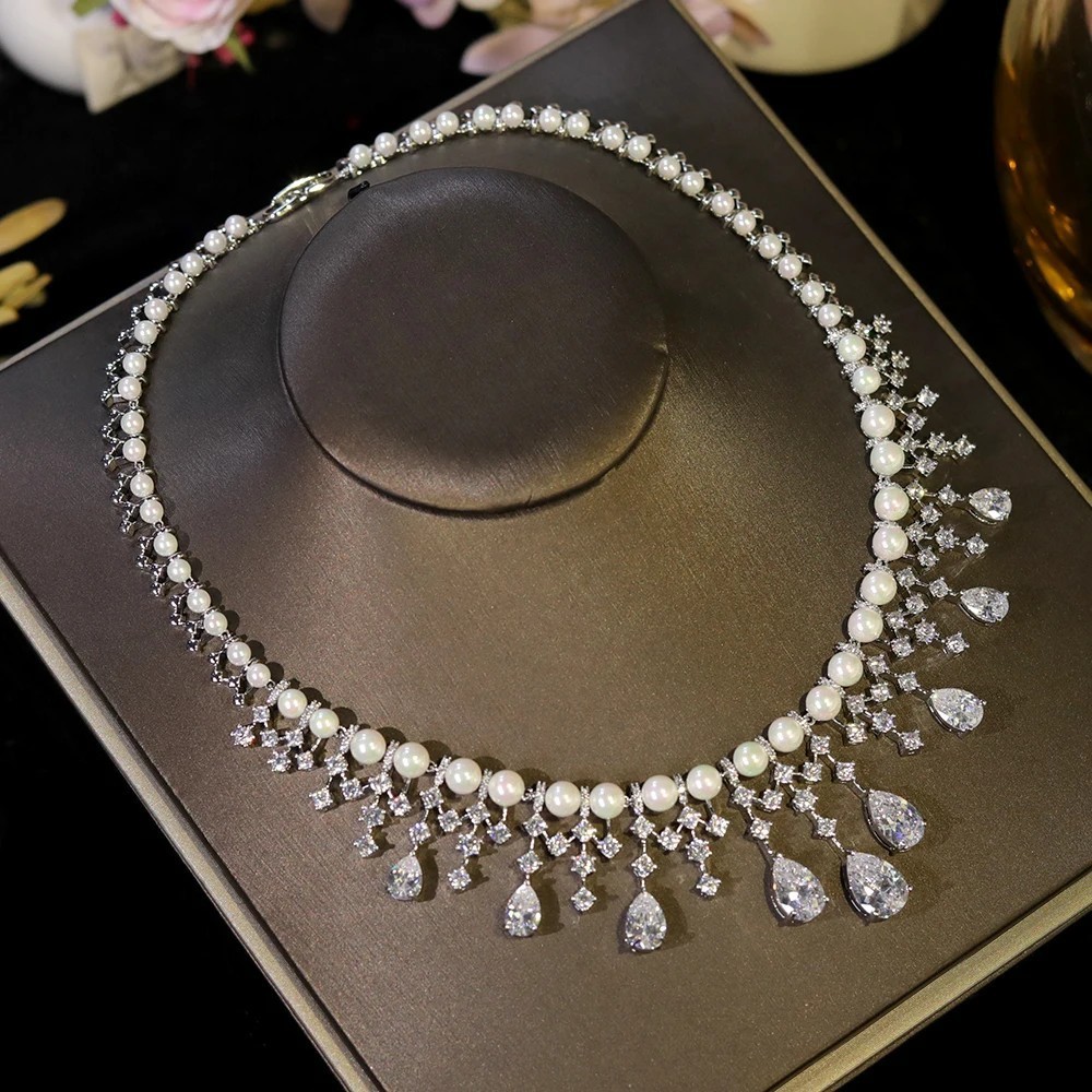 Premium Bridal wedding Jewelry Sets Necklace Engagement Dinner Party Earrings