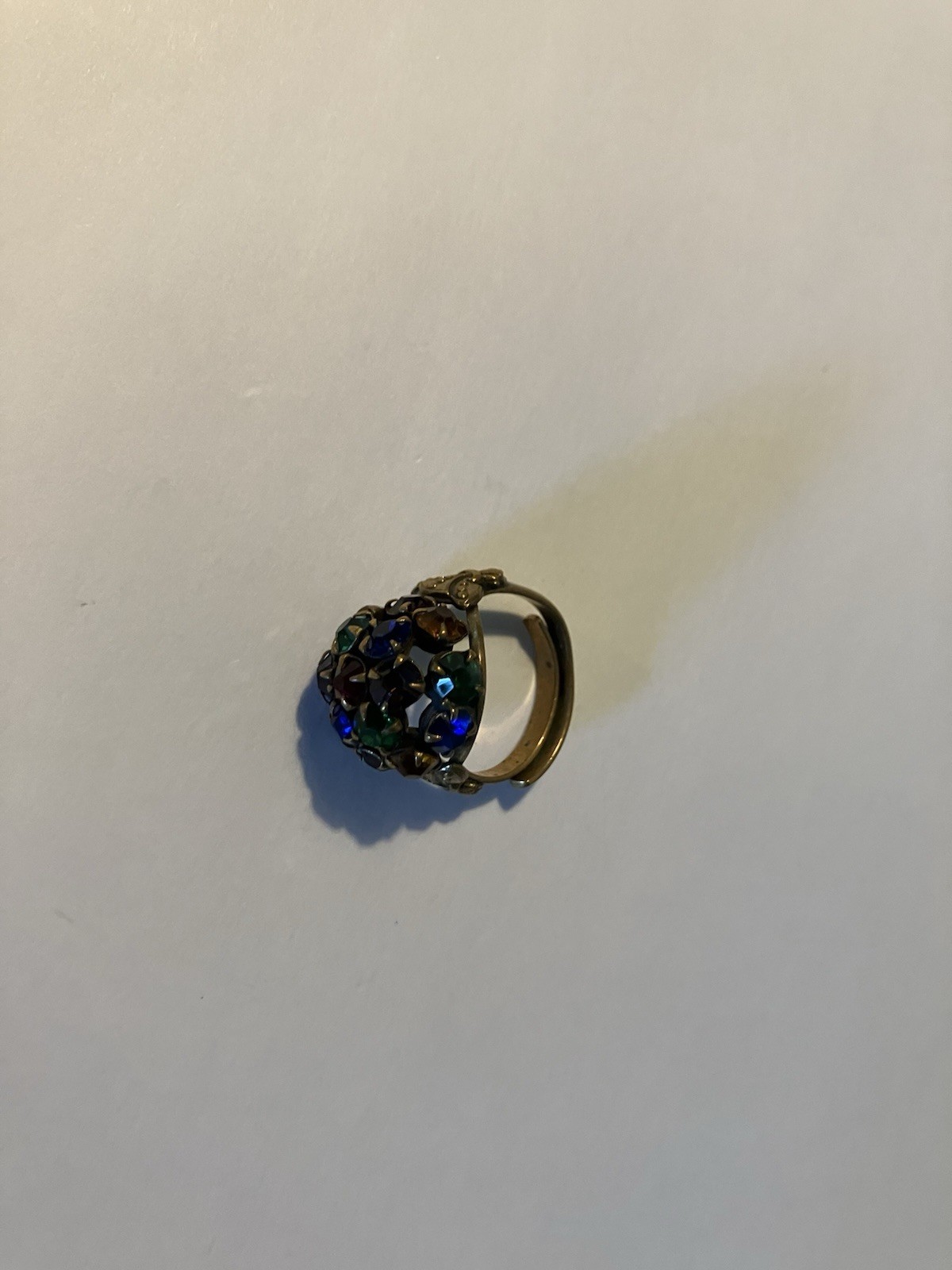 Dome Shaped Red Green Blue Gold Colored Gold Tone Adj Ring Size 6