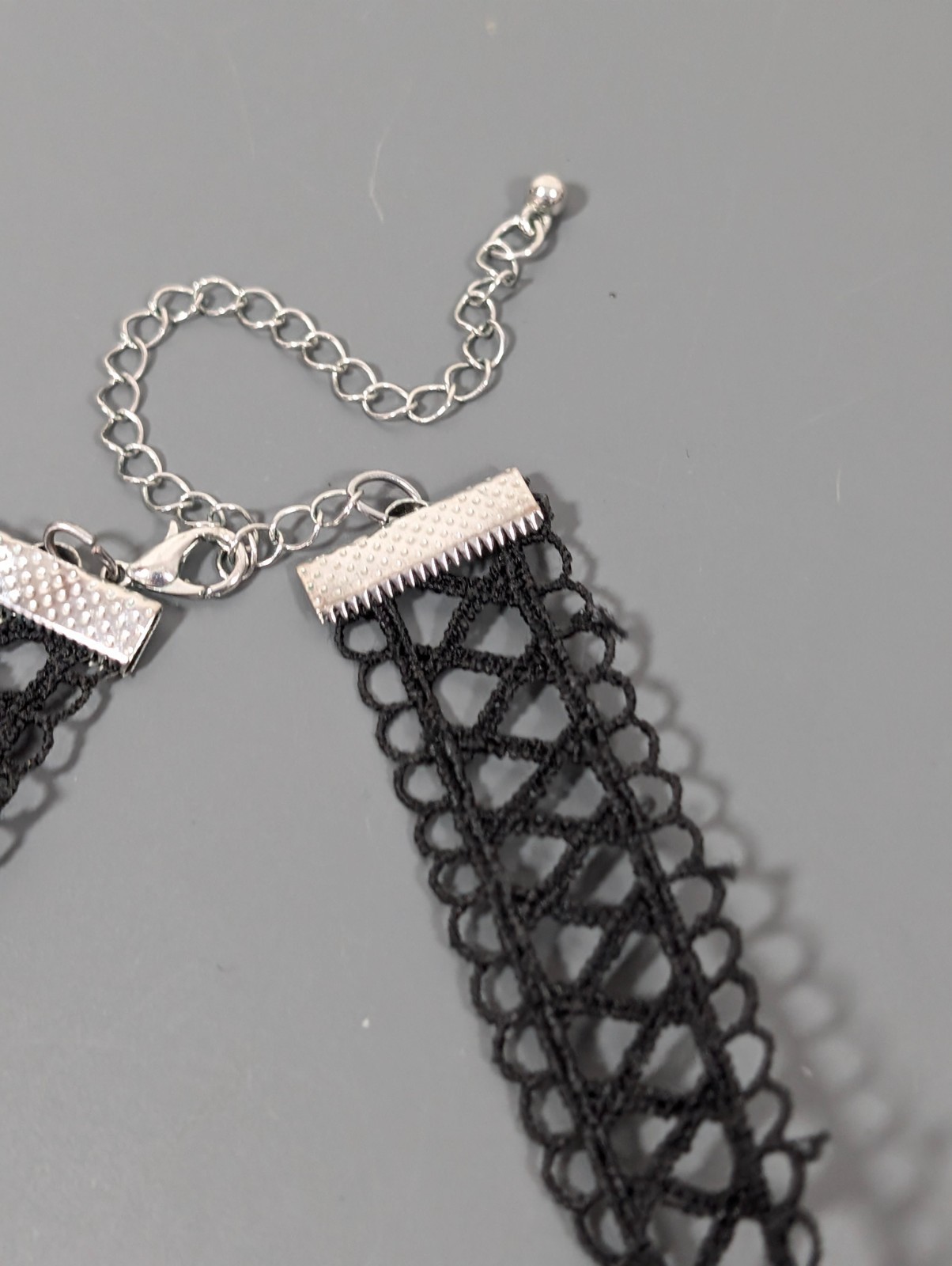 Retro Y2K Black Crochet Woven Cord Choker Necklace Gothic 17 in Grunge