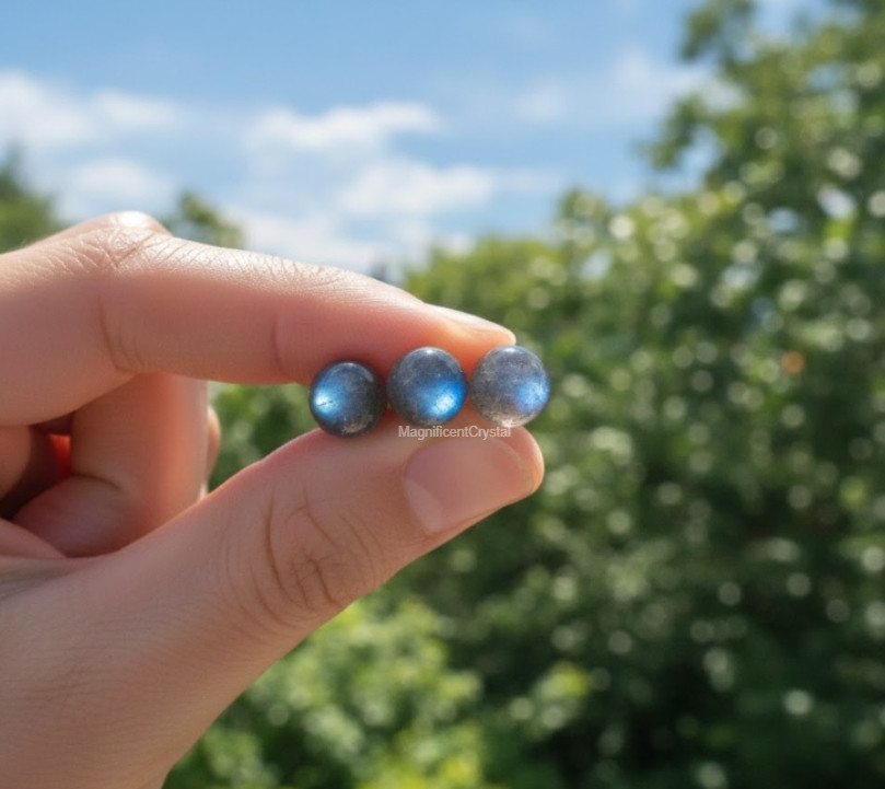 Flashy Labradorite Healing Studs Minimalist Reiki Chakra Daily Wear Earrings