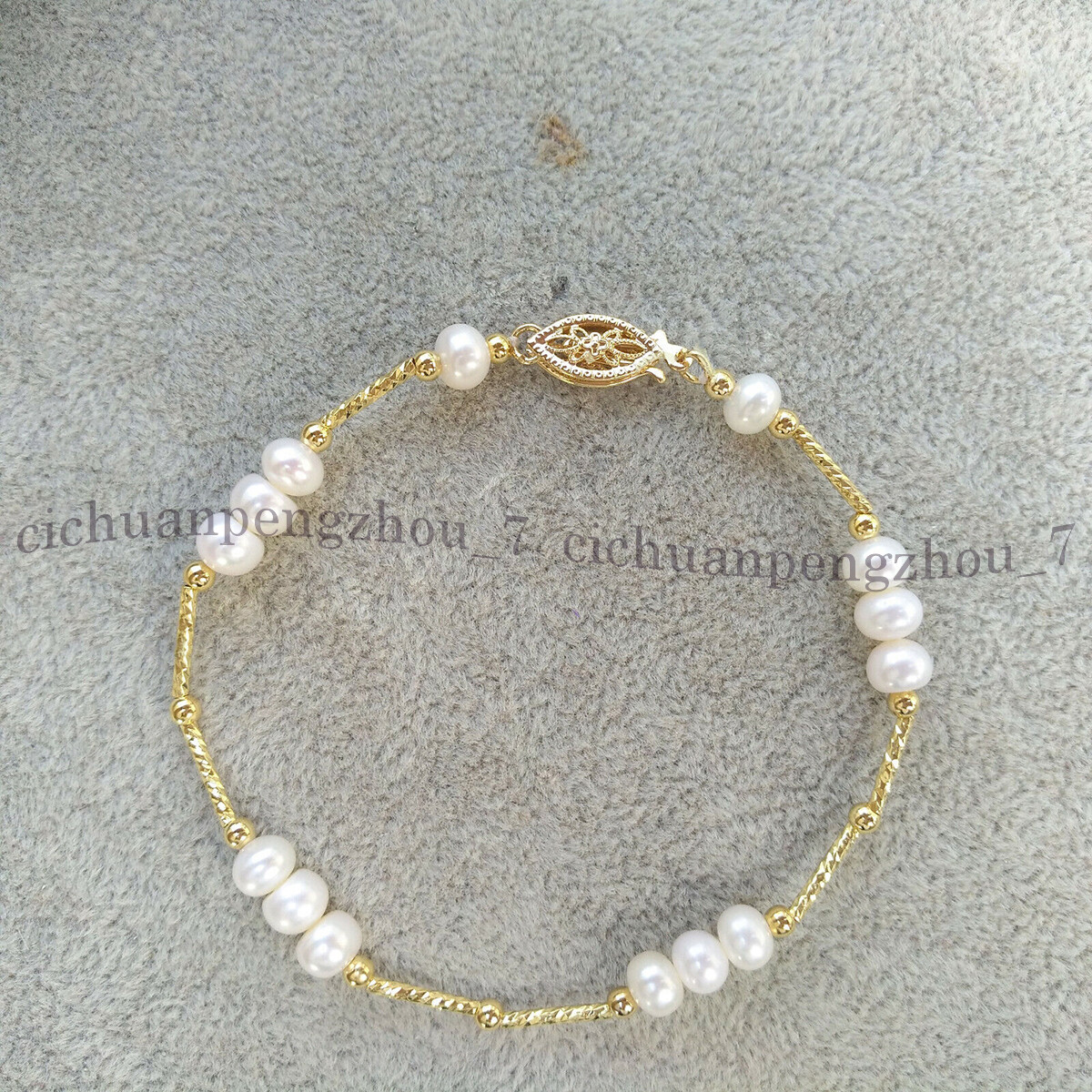 Natural White Rondelle Freshwater Pearl Bangle Bracelet 7.5-8 inch 7-10mm