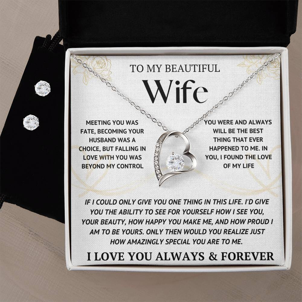 To My Wife Necklace With Free Earrings Bundle Christmas Gifts For Women Wife New