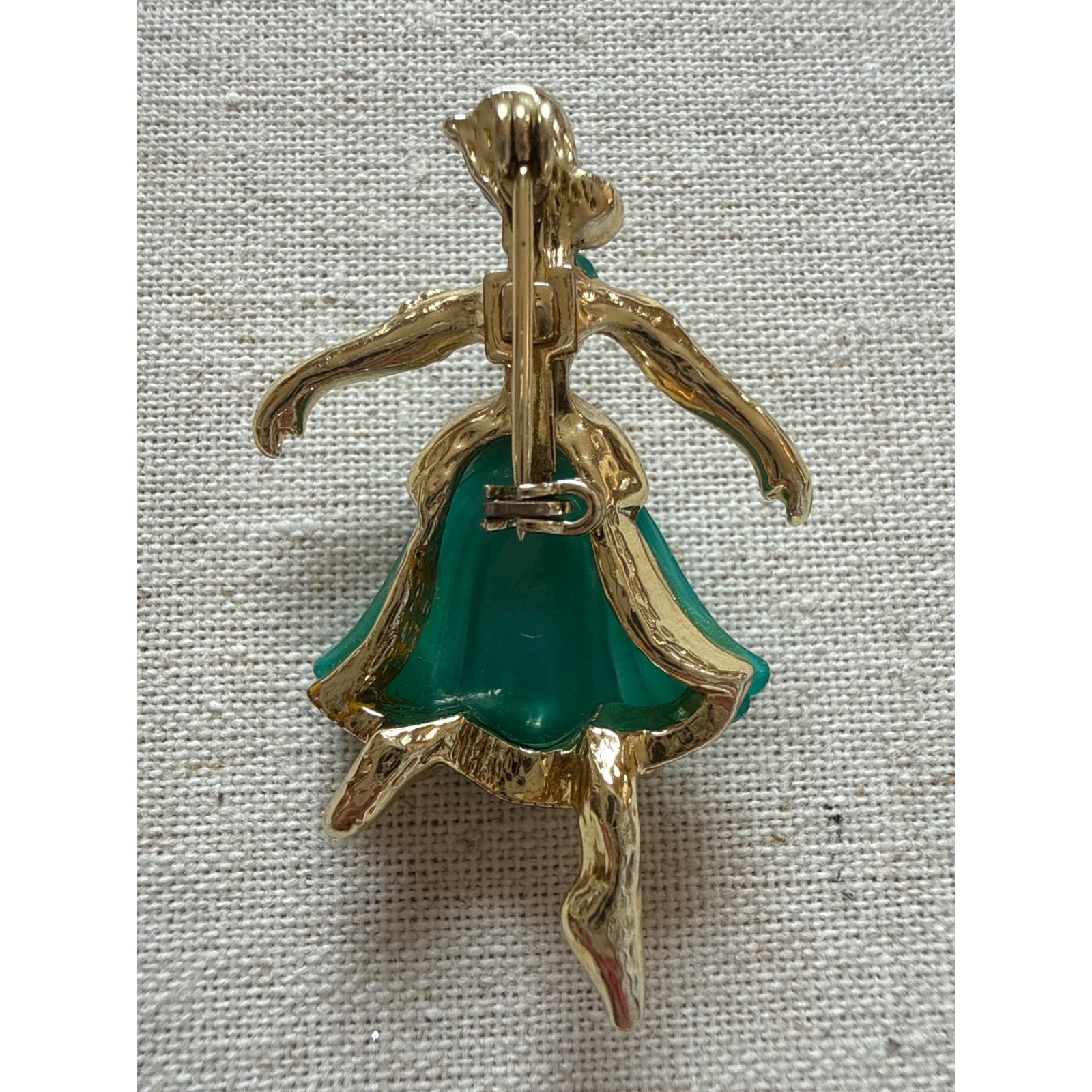 Vintage Trifari ?unsigned Ballerina Brooch teal Green Dancer Costume Jewelry