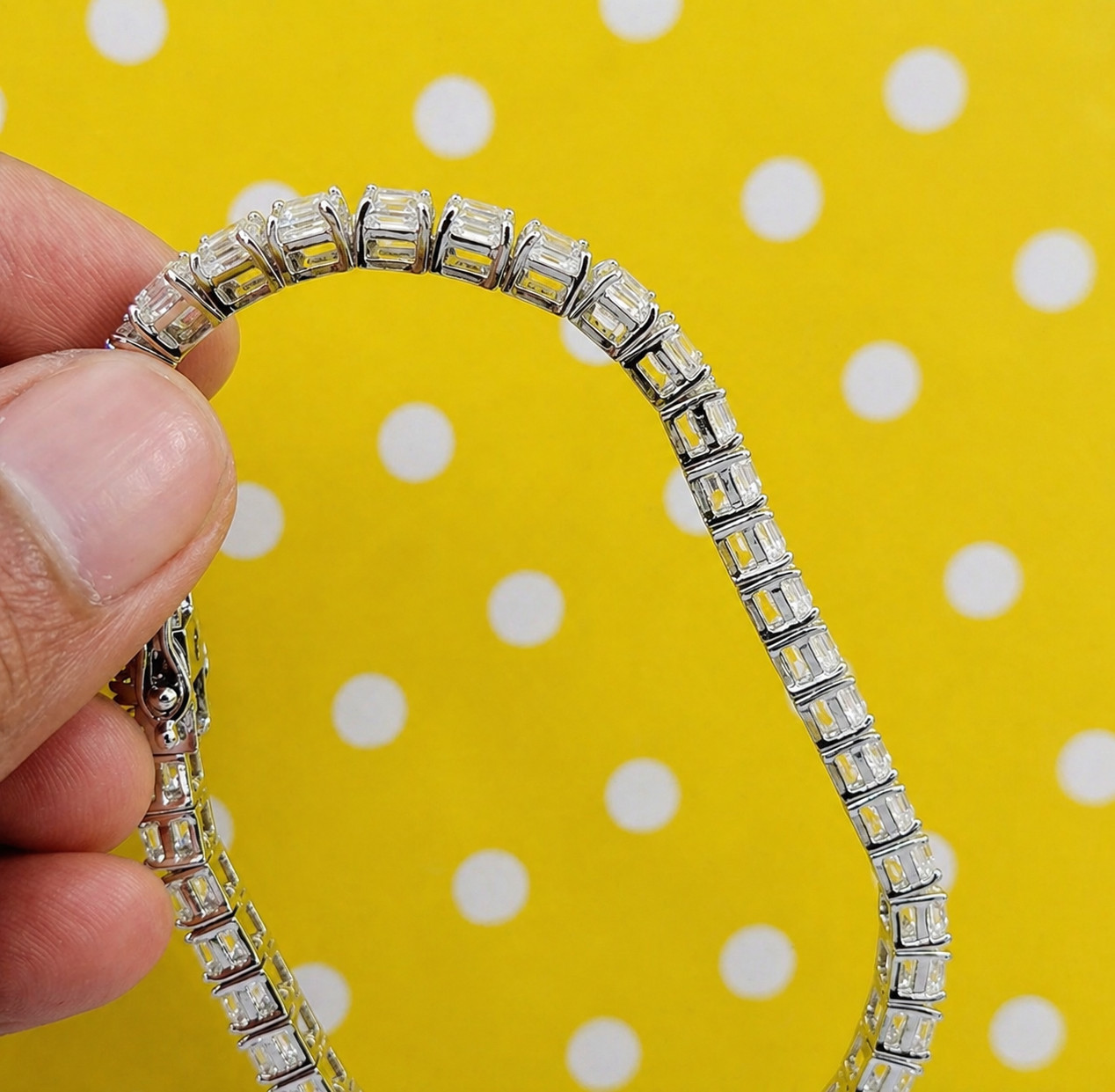 7″ Inch Long Tennis Wedding Bracelet 7 CT Asshcher Cut VVS1 Solid 14K White Gold
