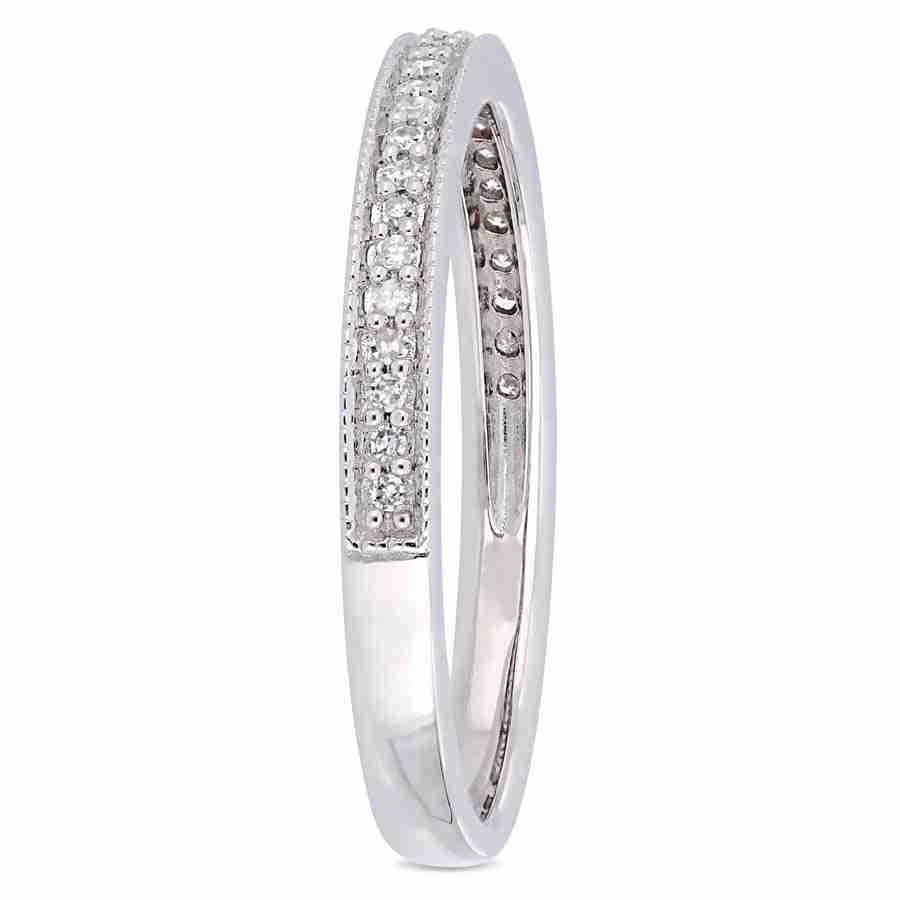 AMOUR 1/8 CT TW Diamond Stackable Eternity Wedding Band In 14K White Gold