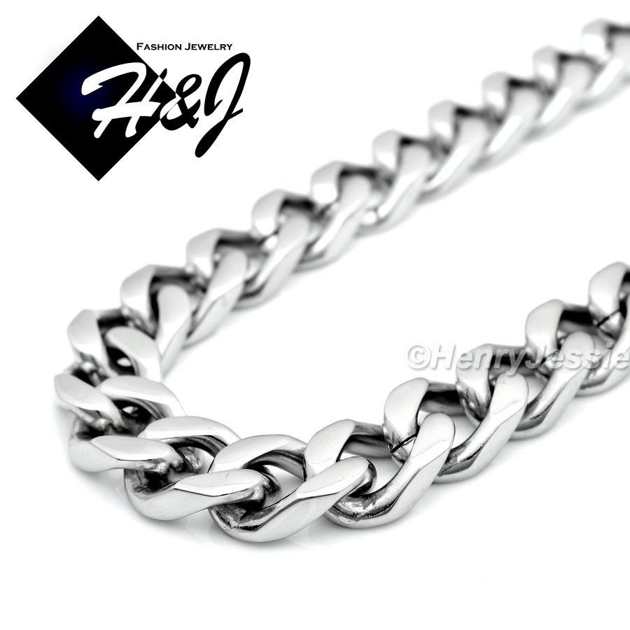 36″MEN Stainless Steel 9mm Silver Cuban Curb Chain BIG ICY CZ Cross Pendant*IP20