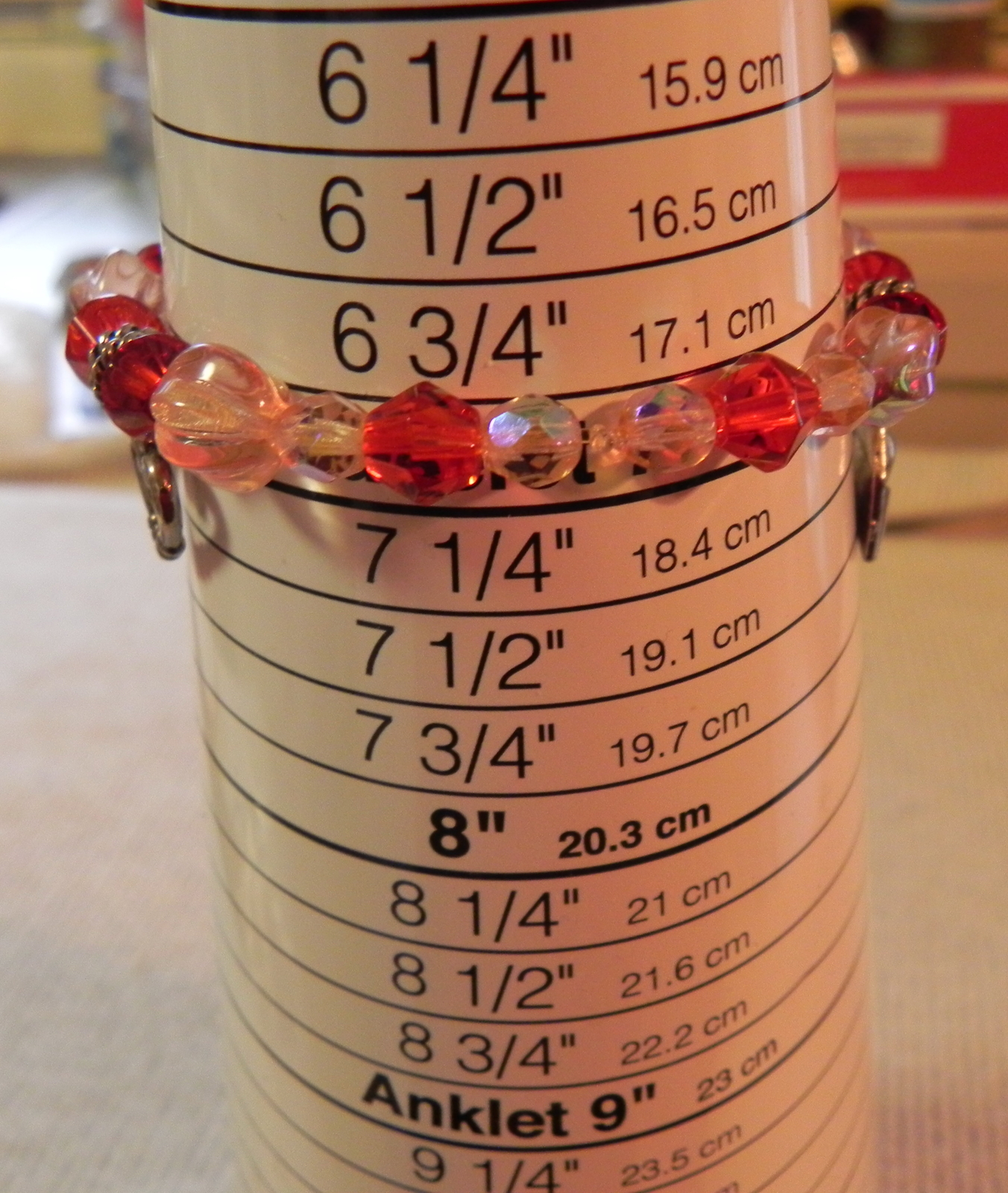 Red charm bracelet Beaded Valentines Love Letters Hearts AB crystal beads NICE