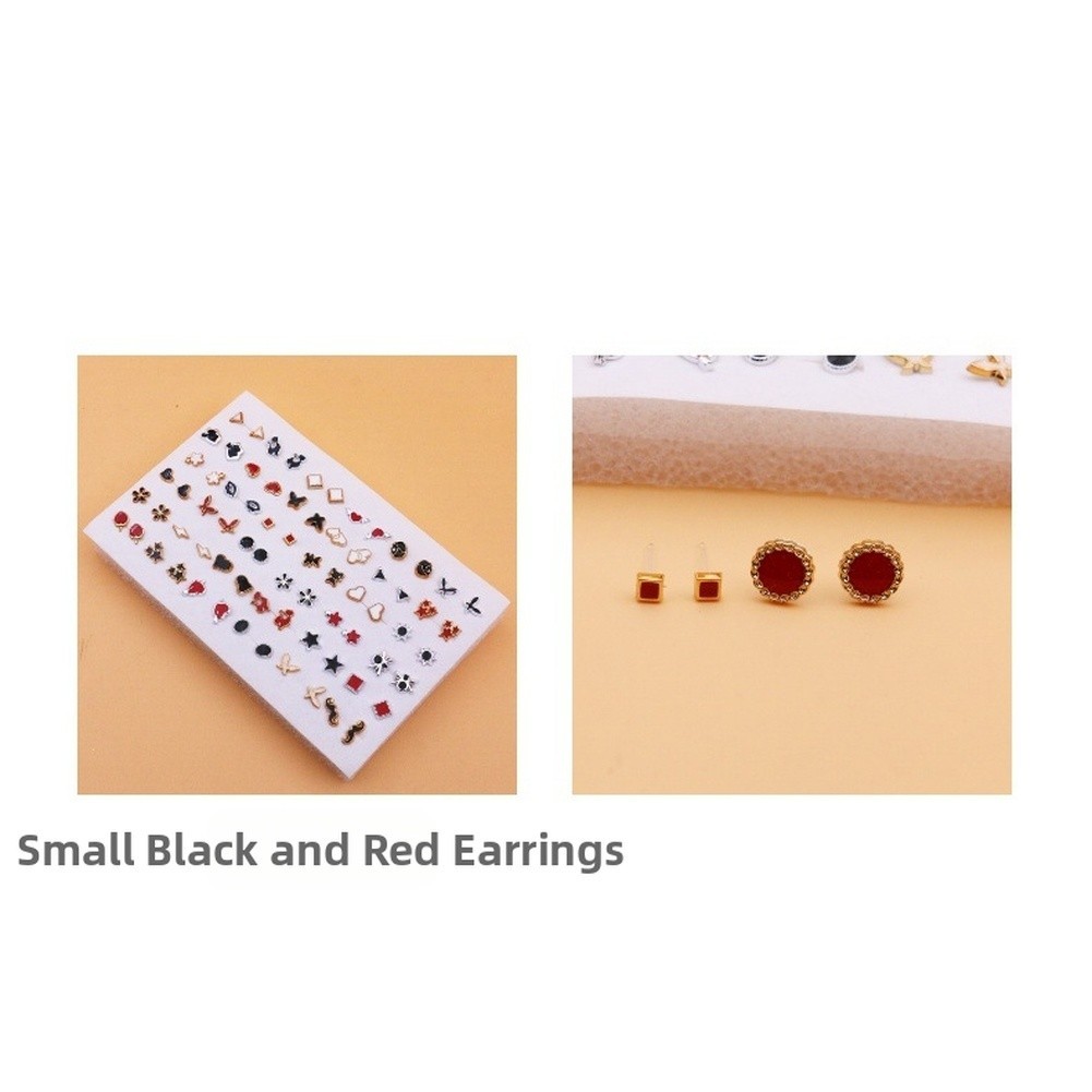 36 Pairs Mixed Color Flower Cartoon Enamel Stud Earrings Set Plastic Resin